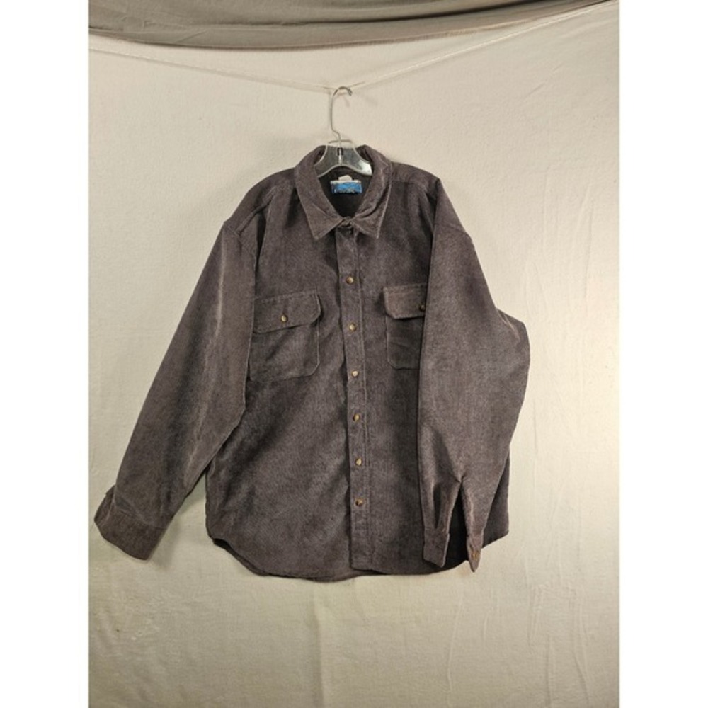 True Vintage Men's XL Stag Hill Corduroy Shirt Button‎ Up Casual Brown #1603